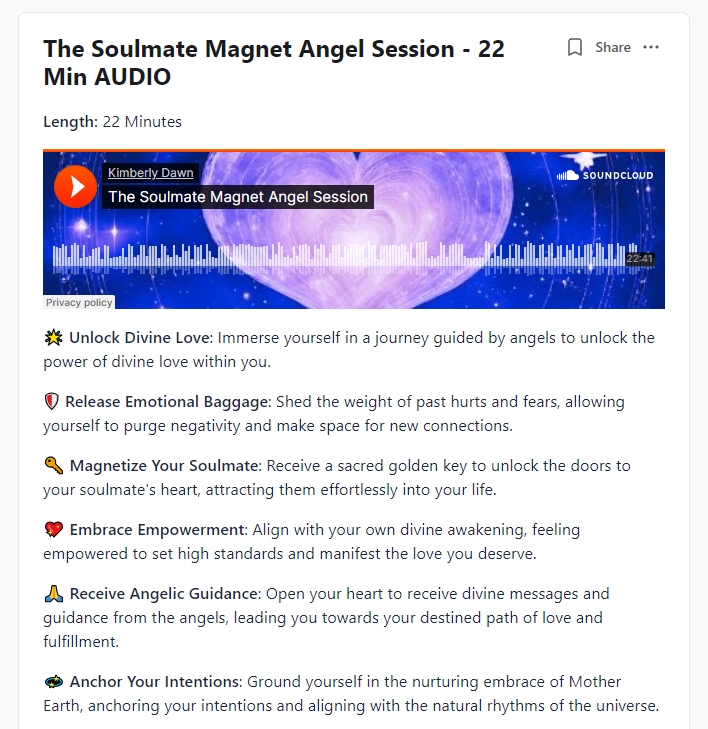 Manifesting Miracles Collective Dashboard Sample
